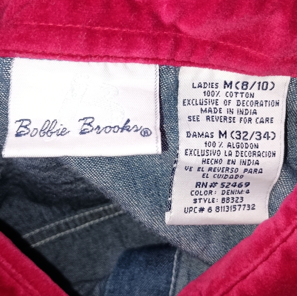 Womens Bobbie Brooks Christmas Tree Snowman Snowflake Embroidered Denim Shirt - Picture 8 of 9